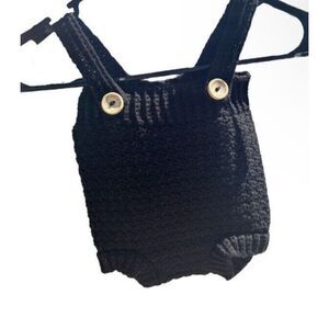 Hand Crafted Crocheted Black Baby Romper Size 0-3 Months